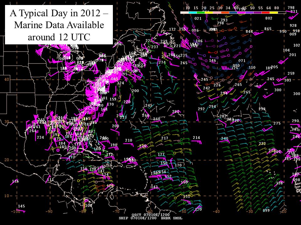 A Typical Day in 2012 – Marine Data Available around 12 UTC