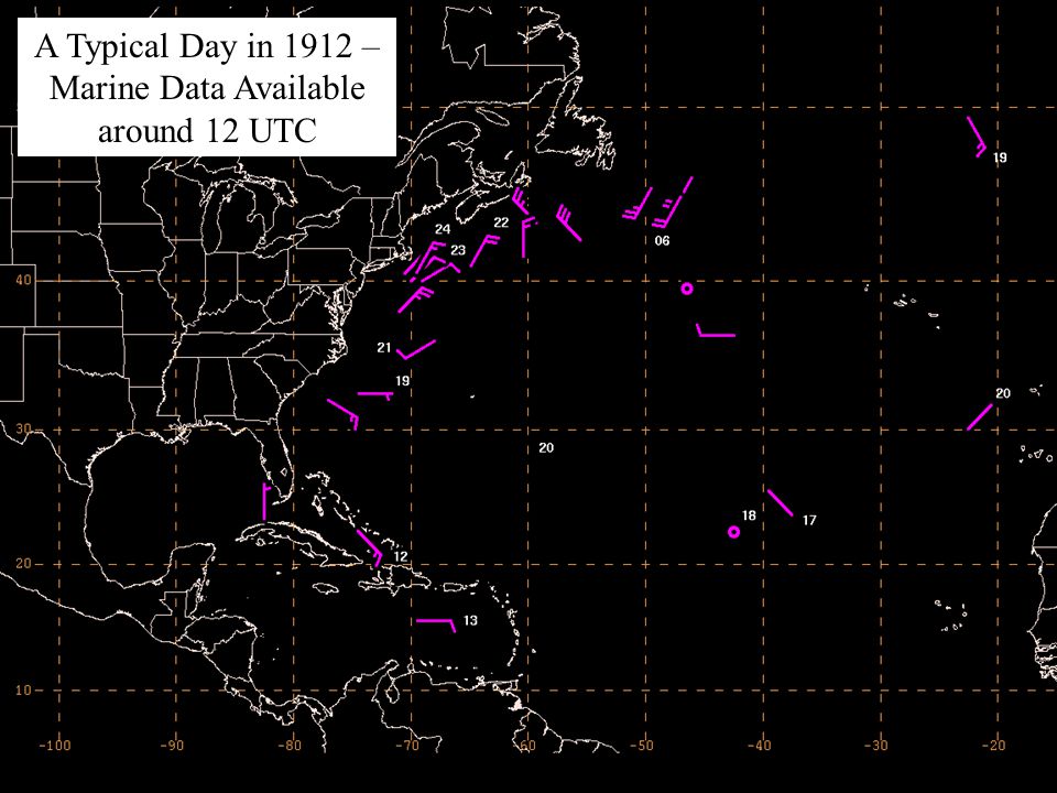 A Typical Day in 1912 – Marine Data Available around 12 UTC