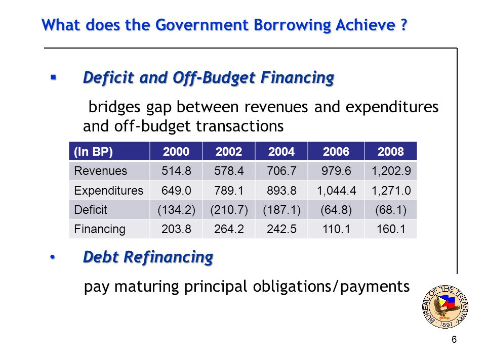 6 What does the Government Borrowing Achieve .
