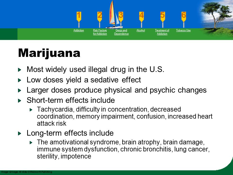 Marijuana Most widely used illegal drug in the U.S.