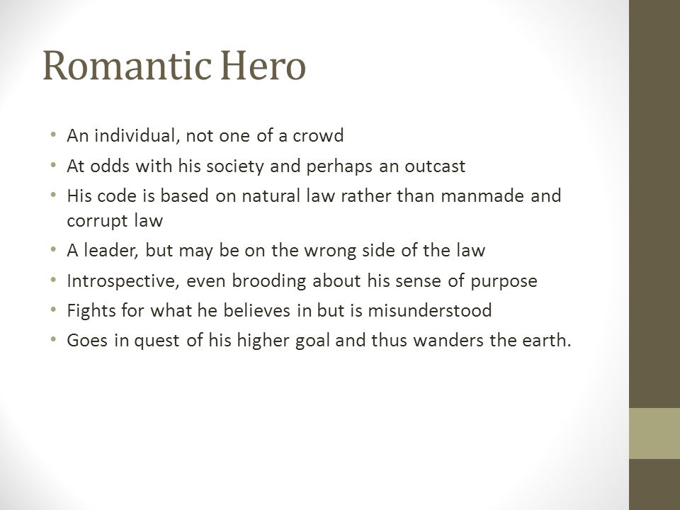 qualities of a romantic hero