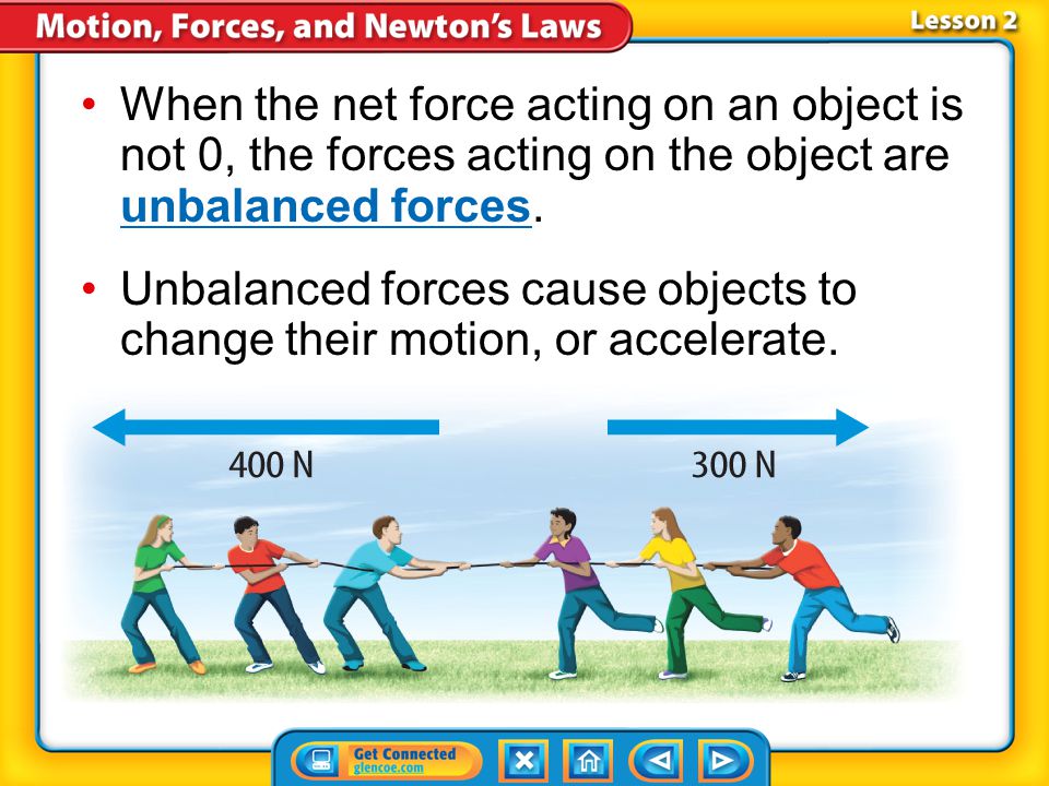 Lesson 2-5 If the forces acting on an object are balanced, the object’s motion does not change.