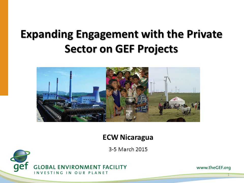 Expanding Engagement with the Private Sector on GEF Projects 1 ECW Nicaragua 3-5 March 2015