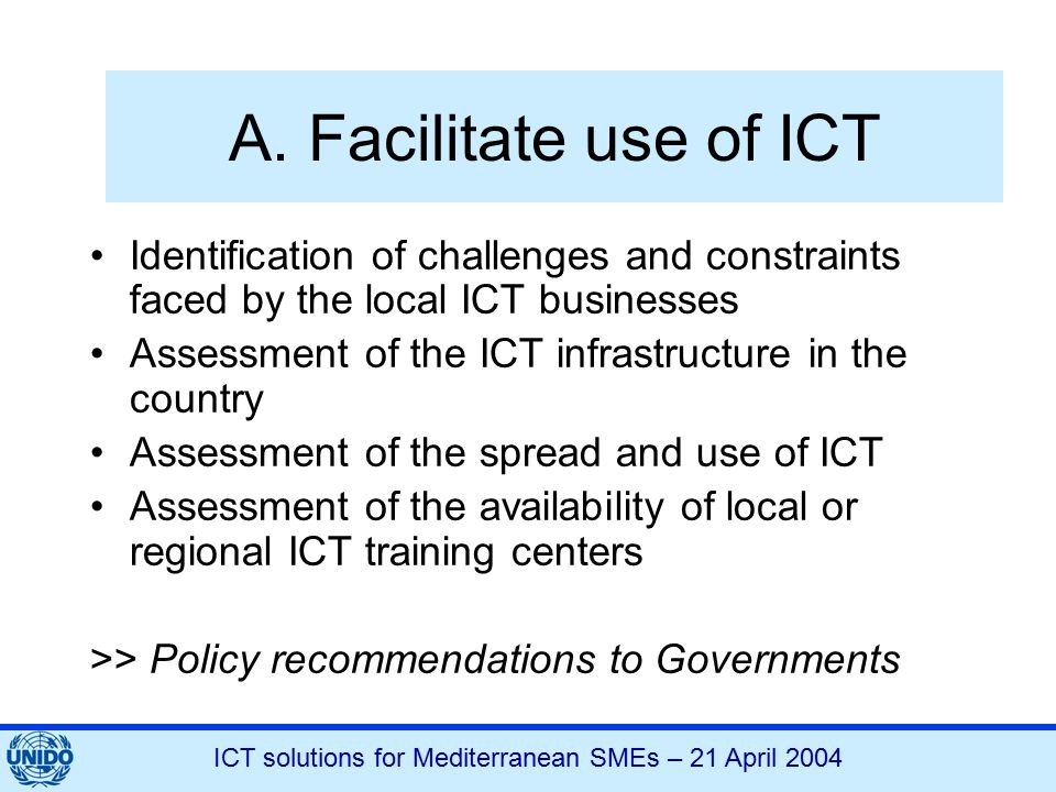 ICT solutions for Mediterranean SMEs – 21 April 2004 A.