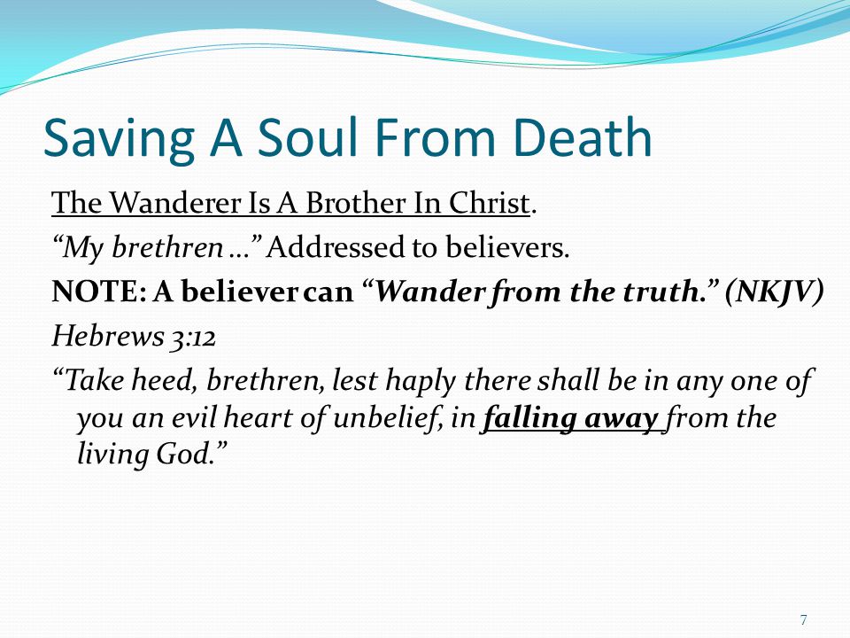Saving A Soul From Death The Wanderer Is A Brother In Christ.
