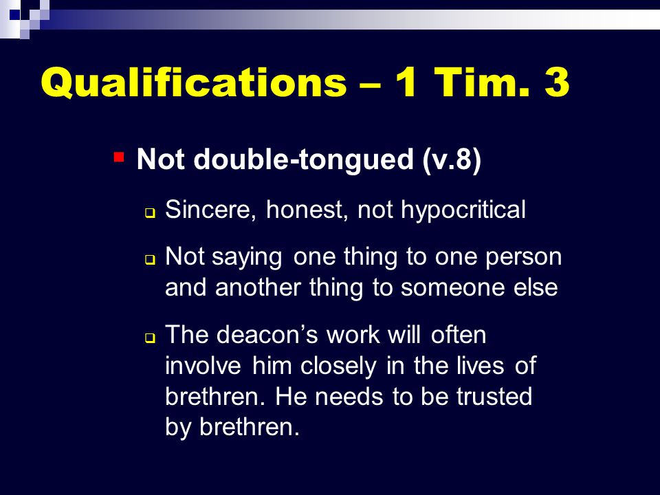 Qualifications – 1 Tim.