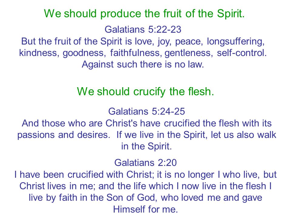 We should produce the fruit of the Spirit.