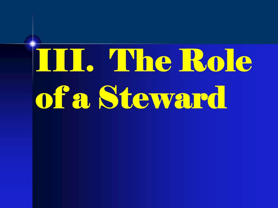 III. The Role of a Steward