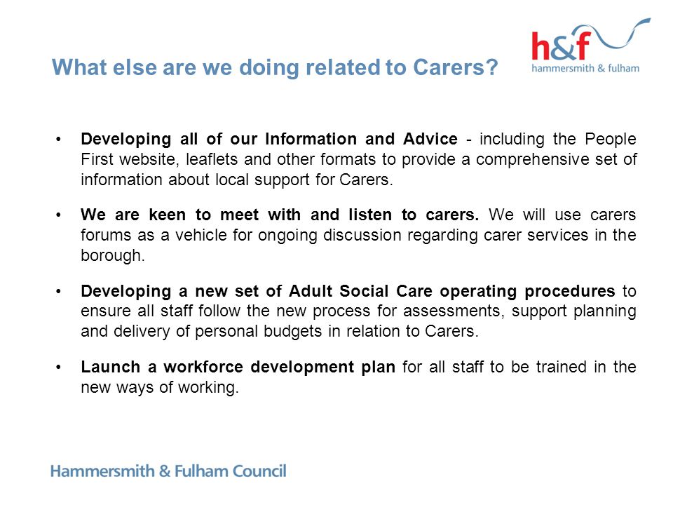 What else are we doing related to Carers.