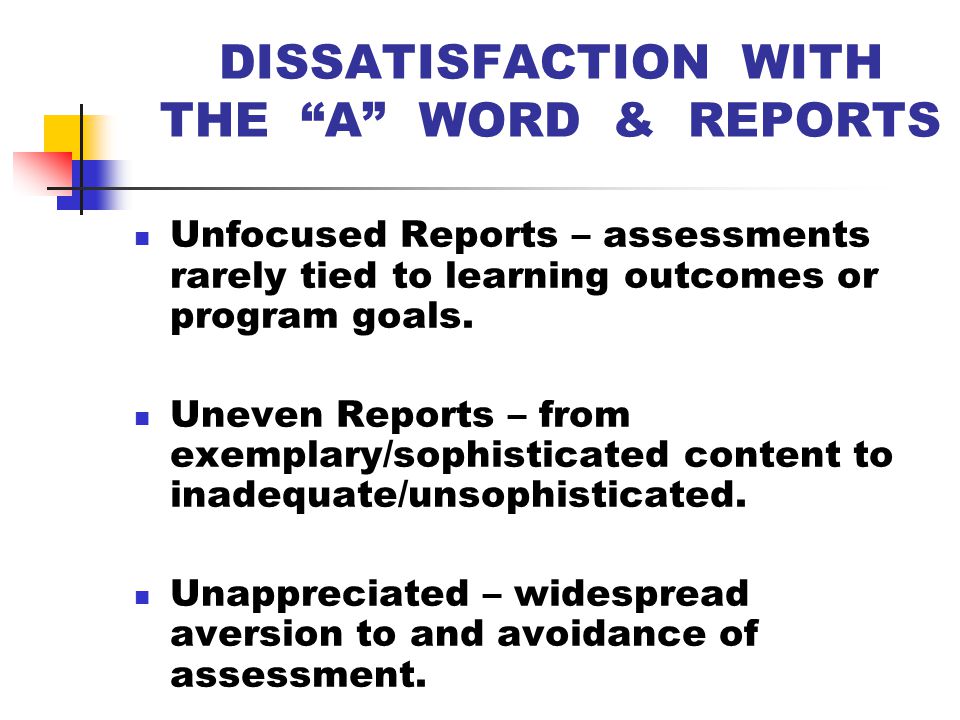 ASSESSMENT REPORTING PRIOR TO 2003 From 1994 to 2003, academic departments at KSU sent their annual assessment reports to the Office of Institutional Planning.