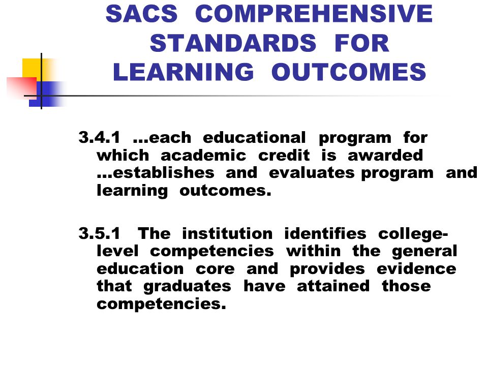 SACS CORE REQUIREMENTS FOR PROGRAM REVIEW 2.5 The institution engages in ongoing, integrated, and institution- wide research-based planning and evaluation processes that incorporate a systematic review of programs and services….(Institutional Effectiveness) 2.12 The institution has developed an acceptable Quality Enhancement Plan…that …is part of an ongoing planning and evaluation process.
