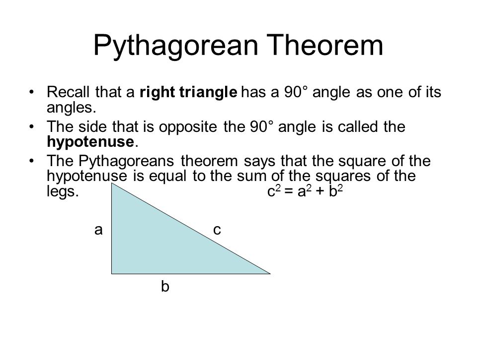 right triangle trigonometry day 1 pythagorean theorem recall that a