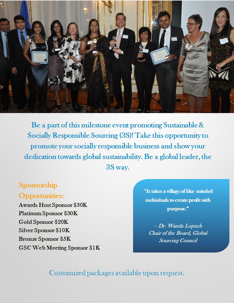 Be a part of this milestone event promoting Sustainable & Socially Responsible Sourcing (3S).