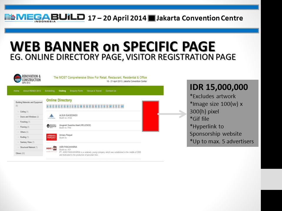 WEB BANNER on SPECIFIC PAGE EG.