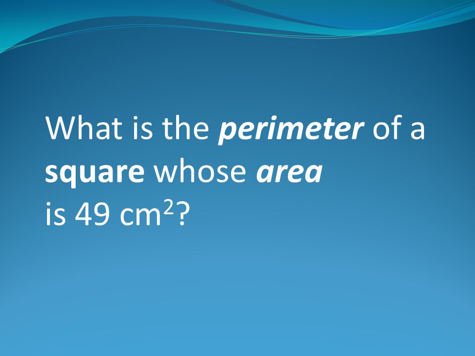 What is the perimeter of a square whose area is 49 cm 2