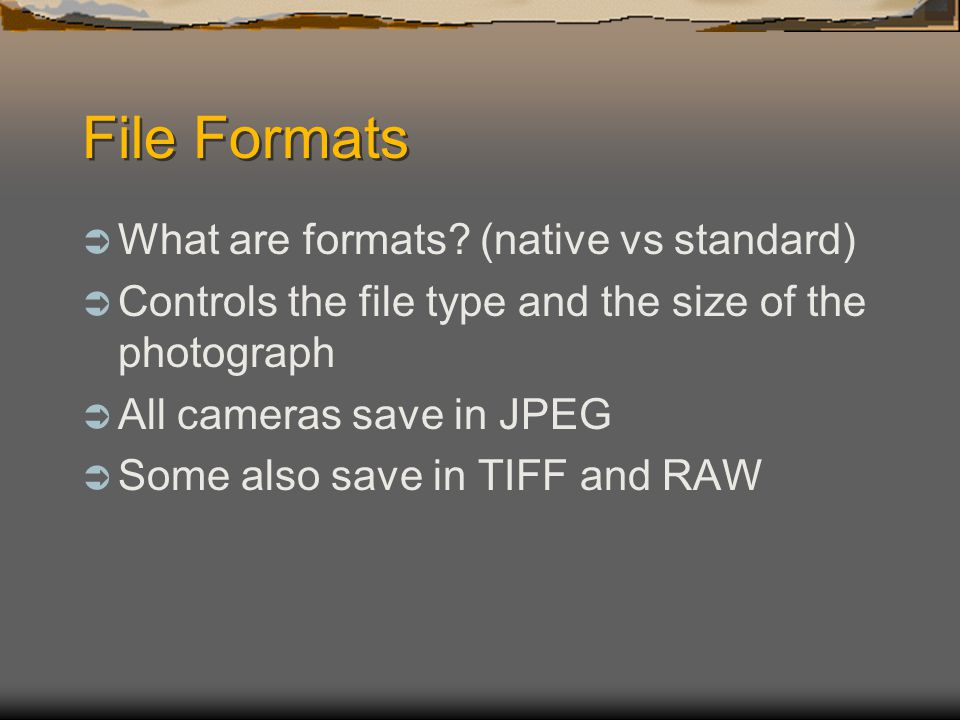 File Formats  What are formats.