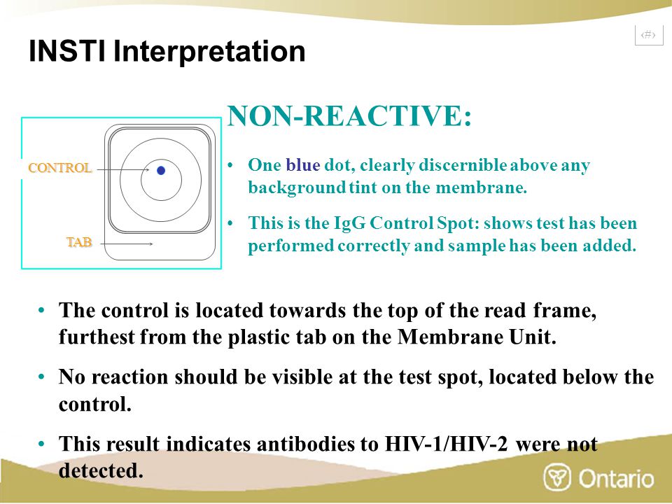 10 NON-REACTIVE: One blue dot, clearly discernible above any background tint on the membrane.