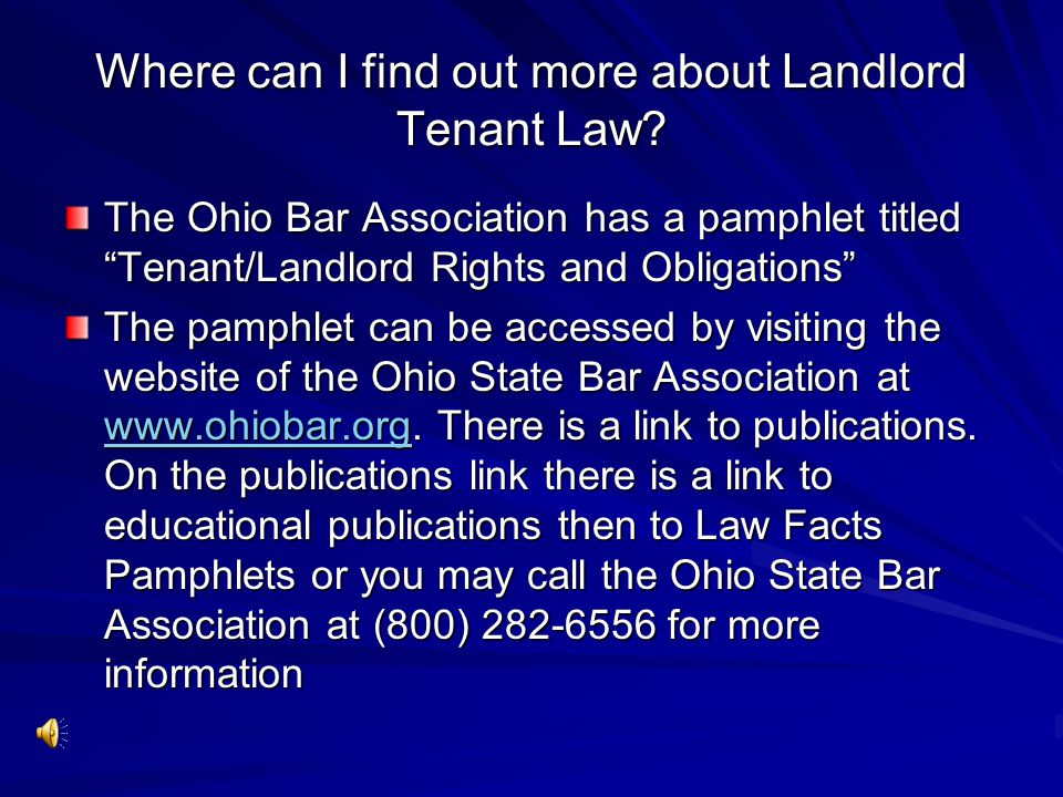 Where can I find out more about Landlord Tenant Law.
