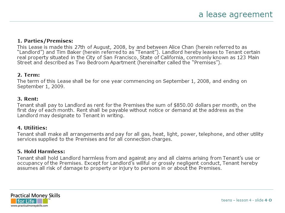 a lease agreement 1.