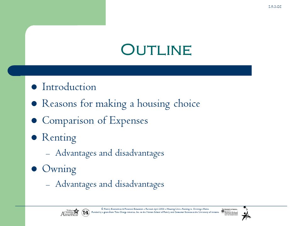 1.9.3.G1 © Family Economics & Financial Education – Revised April 2005 – Housing Unit – Renting vs.