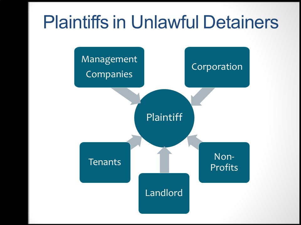 Plaintiffs in Unlawful Detainers Non- Profits Landlord Tenants Plaintiff Management Companies Corporation