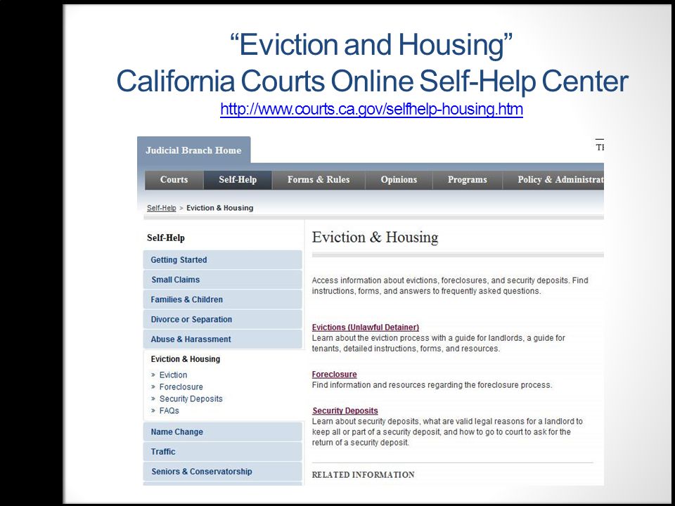 Eviction and Housing California Courts Online Self- Help Center