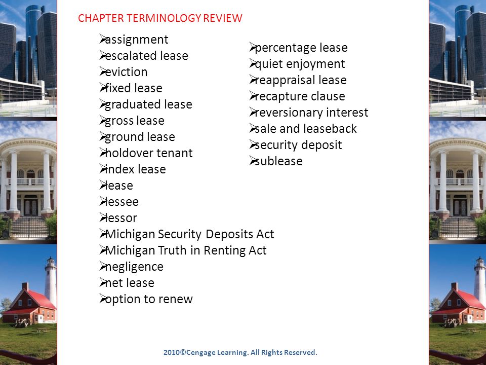CHAPTER TERMINOLOGY REVIEW 2010©Cengage Learning. All Rights Reserved.