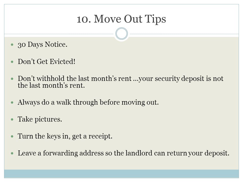 10. Move Out Tips 30 Days Notice. Don’t Get Evicted.