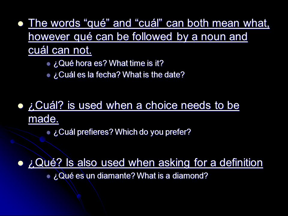 The words qué and cuál can both mean what, however qué can be followed by a noun and cuál can not.