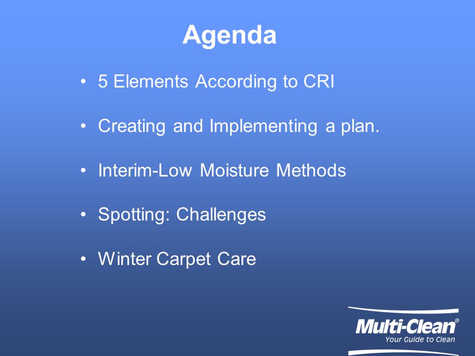 Agenda 5 Elements According to CRI Creating and Implementing a plan.
