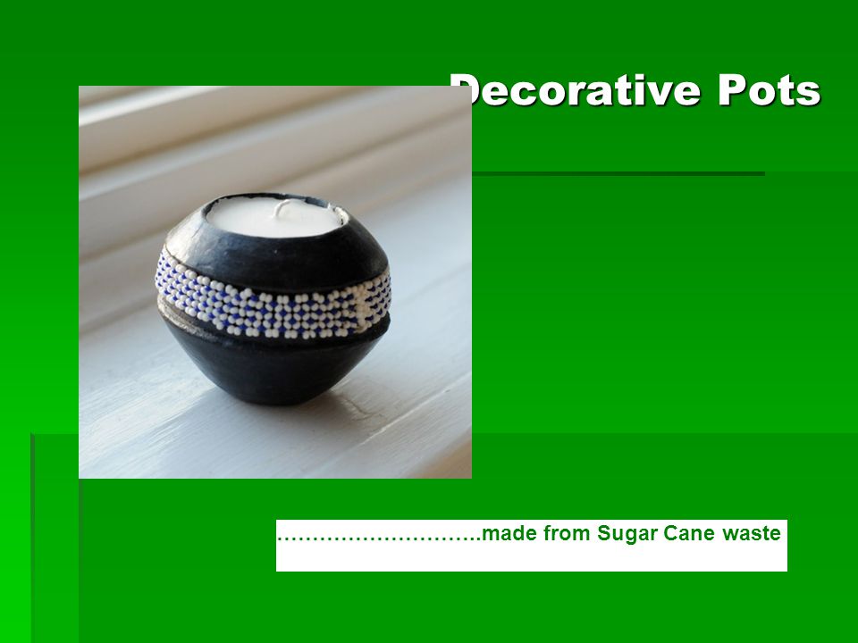 Decorative Pots ………………………..made from Sugar Cane waste