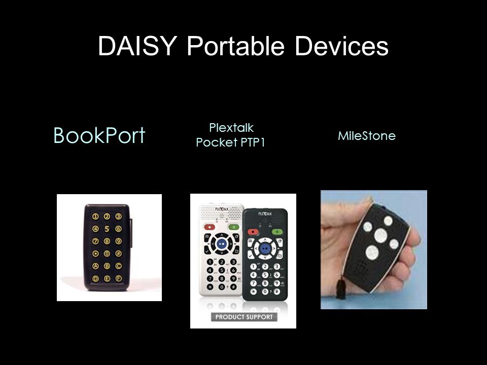 DAISY Portable Devices BookPort Plextalk Pocket PTP1 MileStone