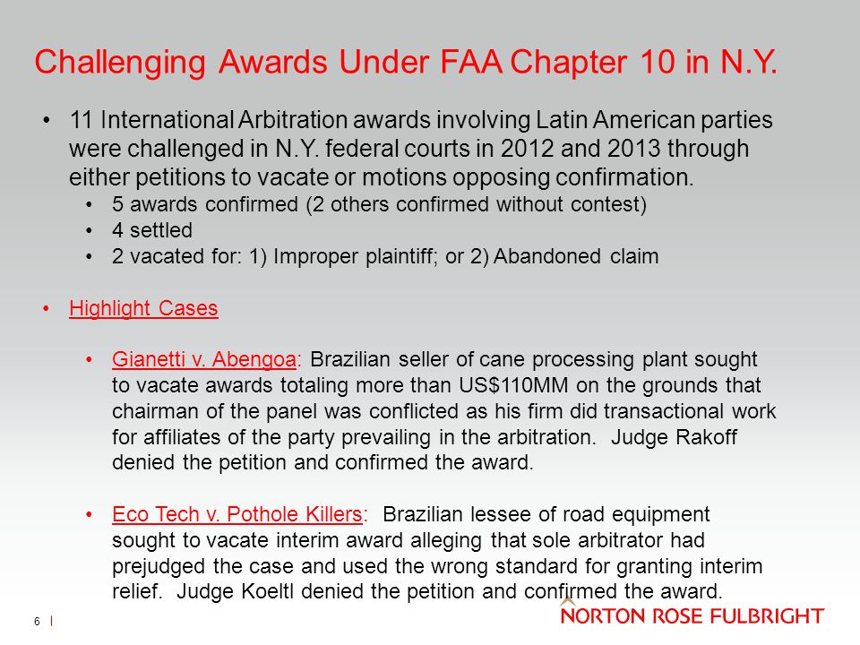 Challenging Awards Under FAA Chapter 10 in N.Y.