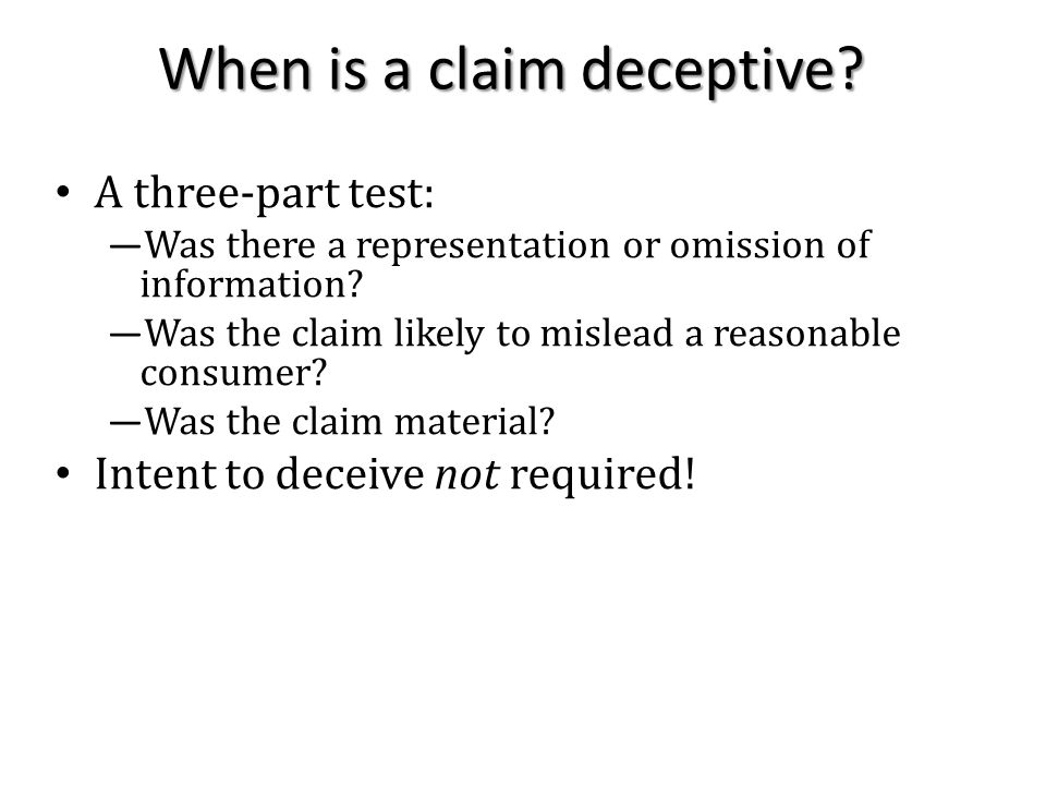 When is a claim deceptive.