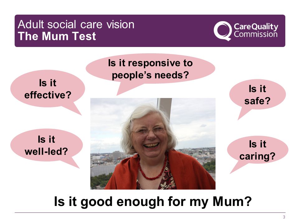 3 Adult social care vision The Mum Test Is it safe.