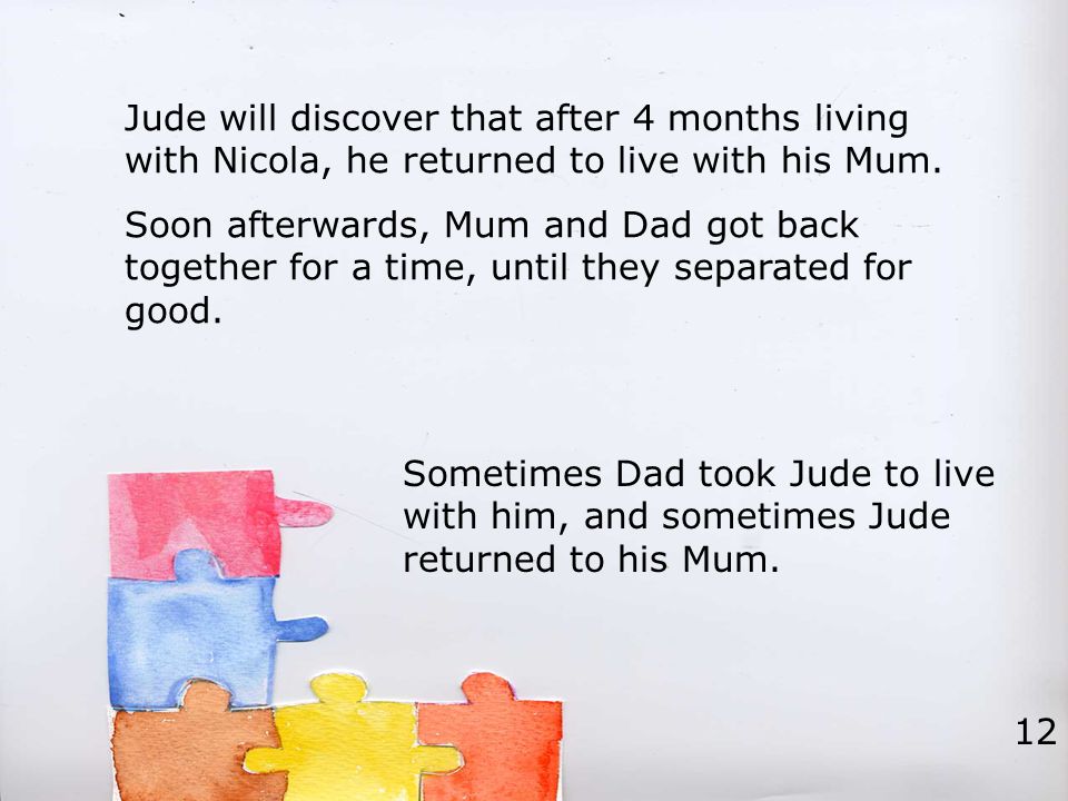 Jude will discover that after 4 months living with Nicola, he returned to live with his Mum.
