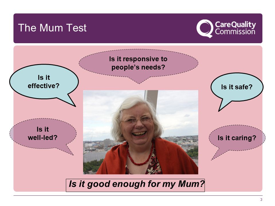 3 The Mum Test Is it good enough for my Mum. Is it safe.