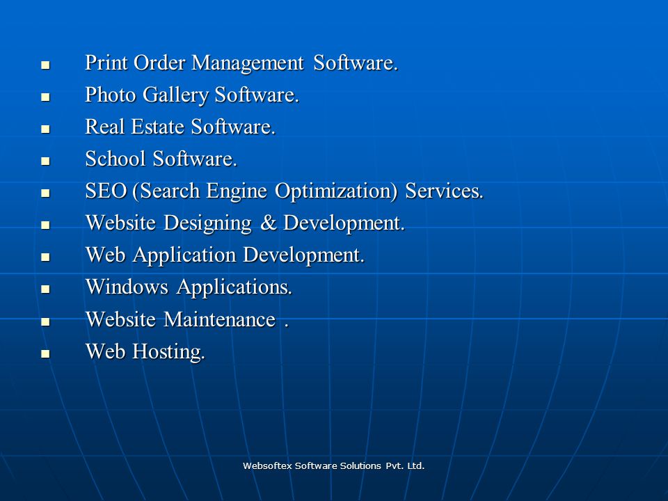 Websoftex Software Solutions Pvt. Ltd. Print Order Management Software.