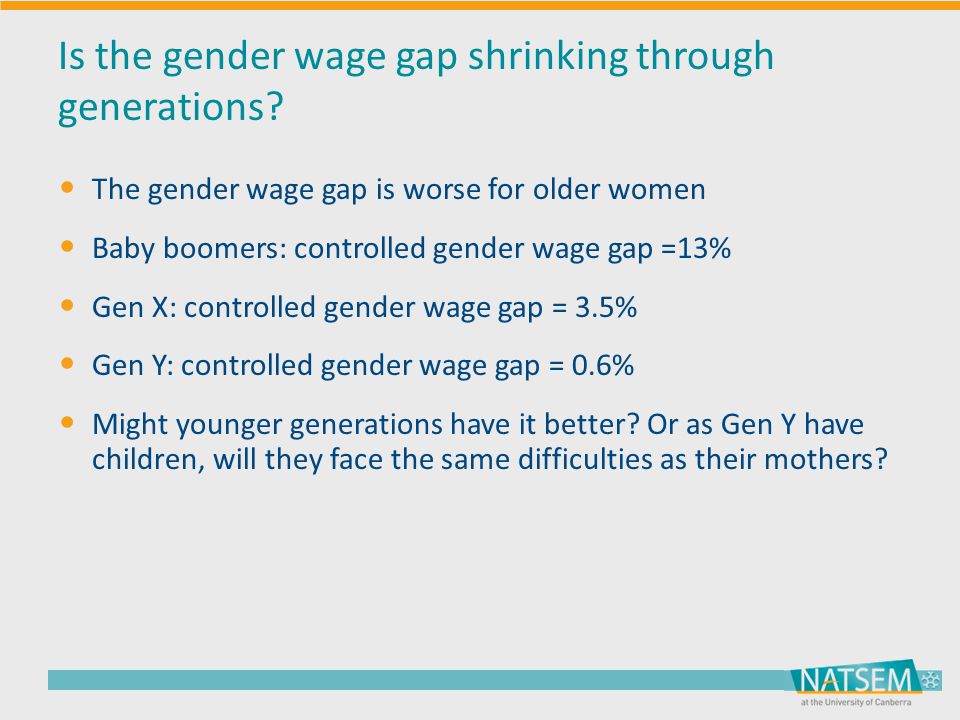 Is the gender wage gap shrinking through generations.
