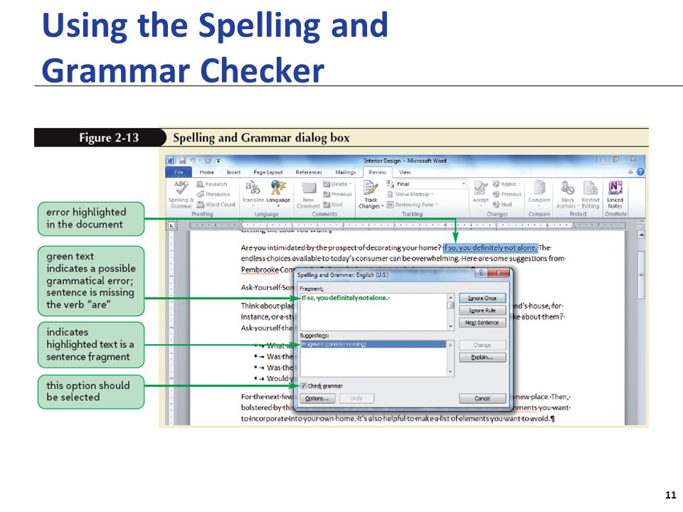 XP Using the Spelling and Grammar Checker 11