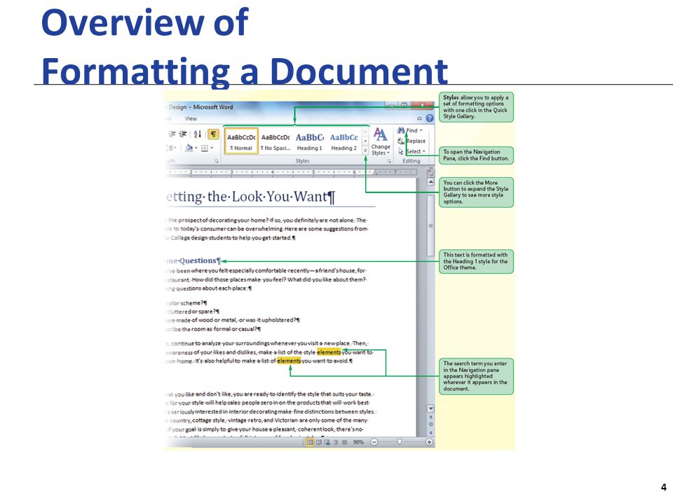 XP Overview of Formatting a Document 4