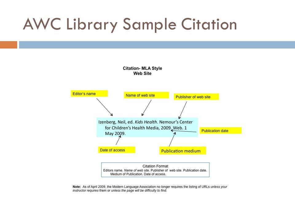 AWC Library Sample Citation