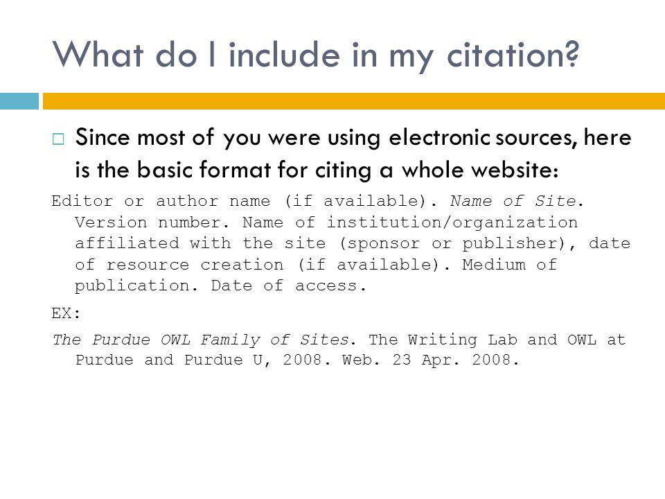 What do I include in my citation.