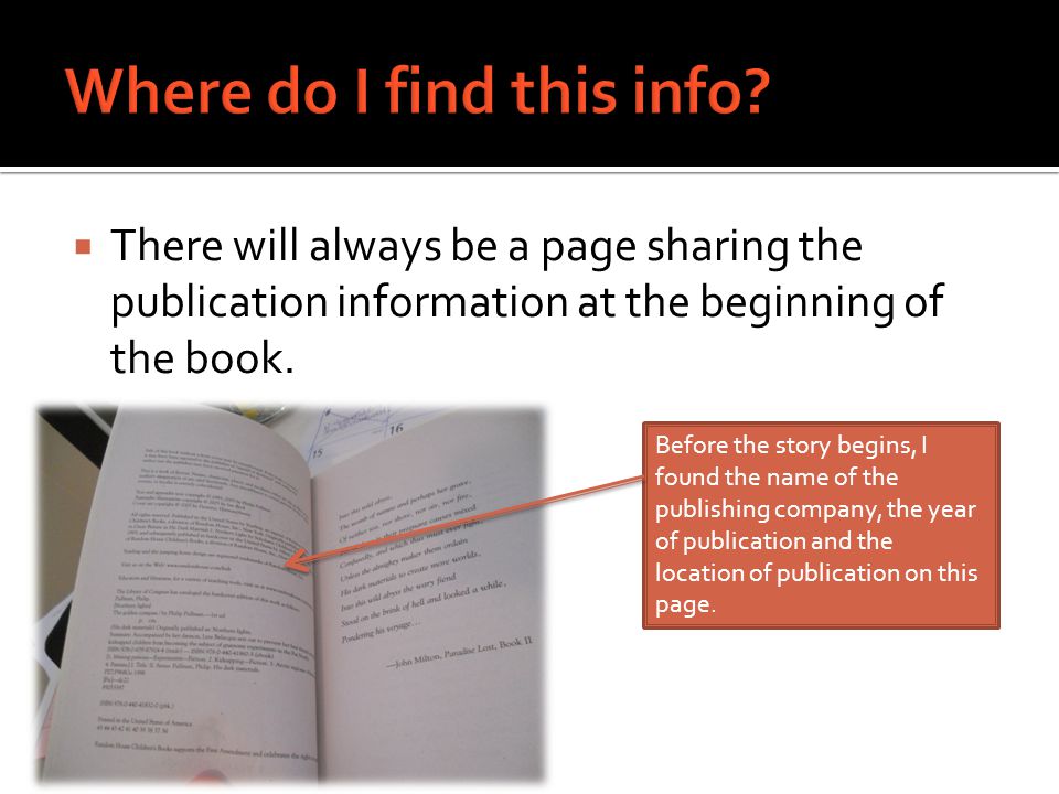  There will always be a page sharing the publication information at the beginning of the book.