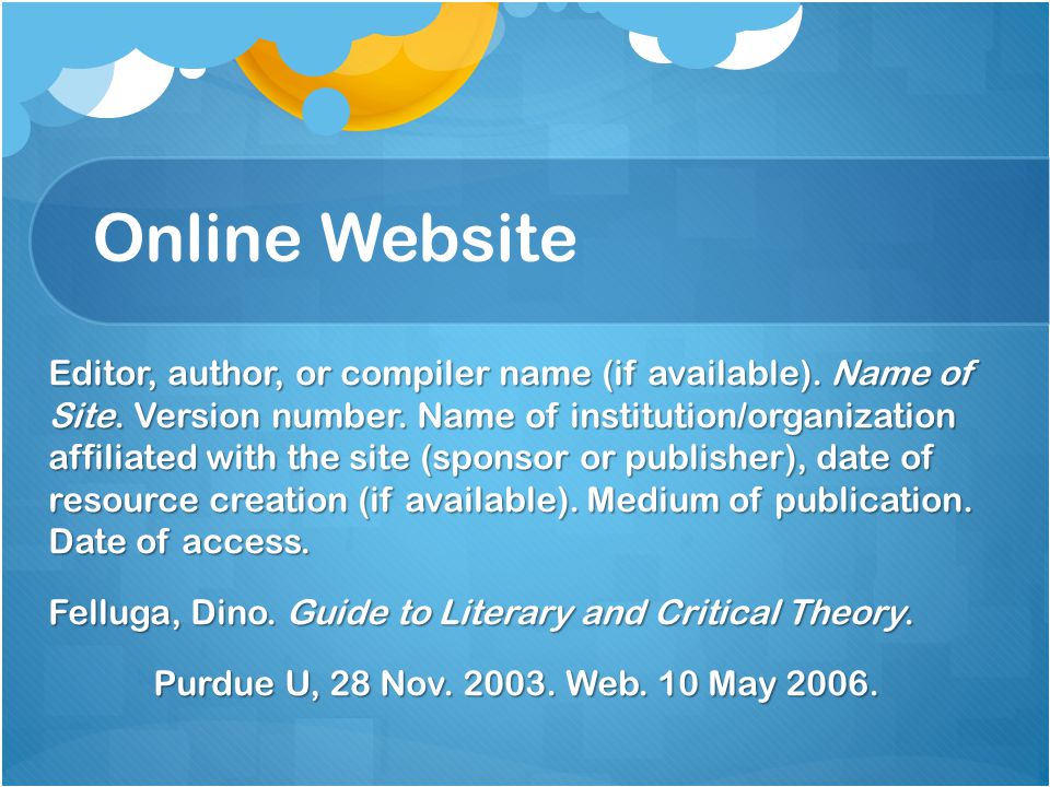 Online Website Editor, author, or compiler name (if available).