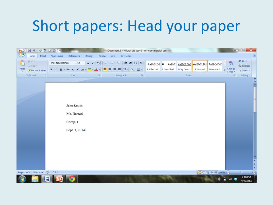 Short papers: Head your paper