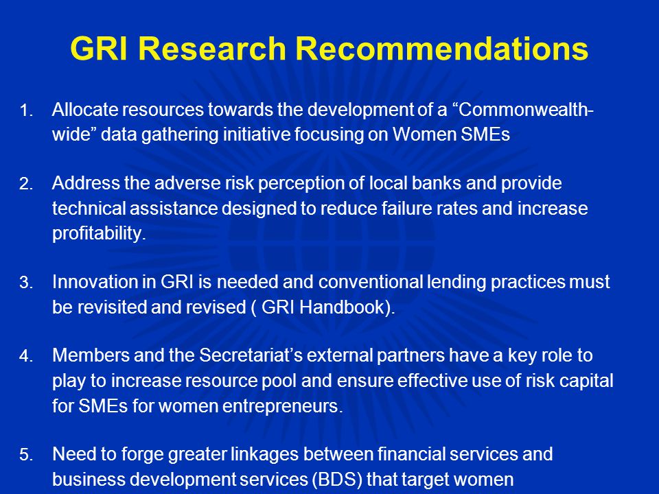 GRI Research Recommendations 1.