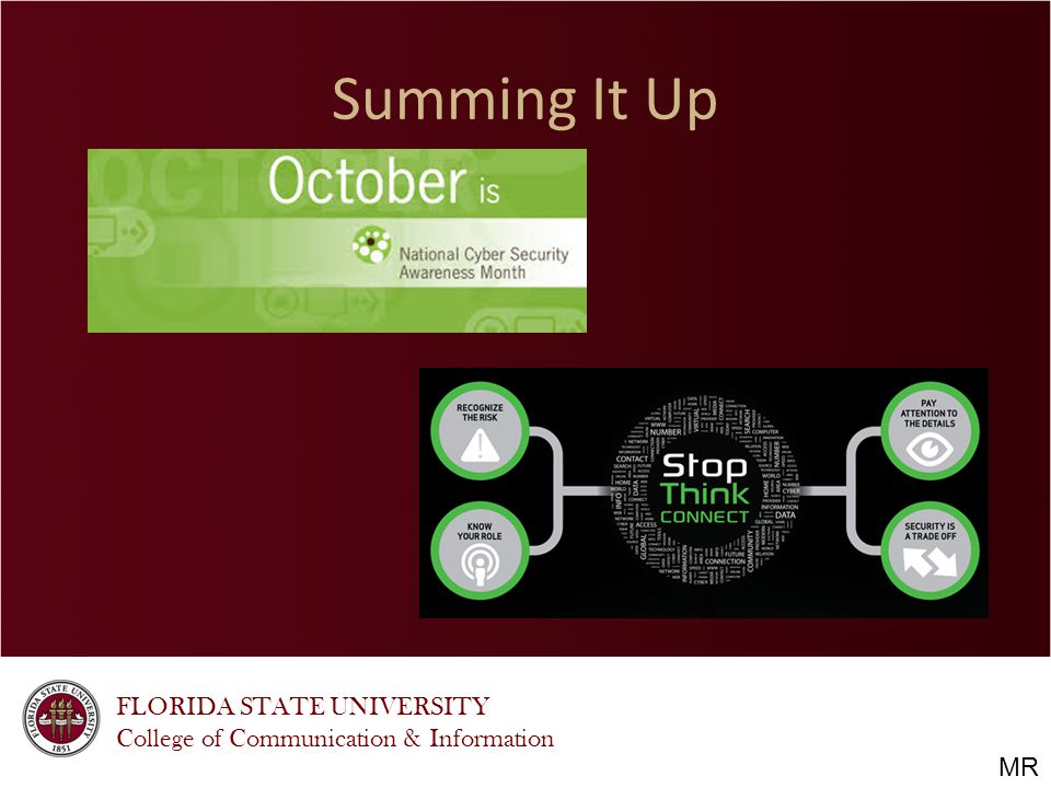 FLORIDA STATE UNIVERSITY College of Communication & Information Summing It Up MR