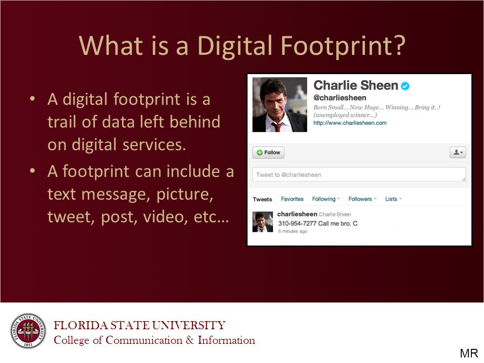 FLORIDA STATE UNIVERSITY College of Communication & Information What is a Digital Footprint.