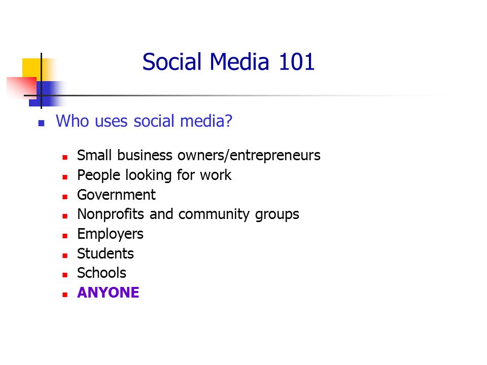 Social Media 101 Who uses social media.